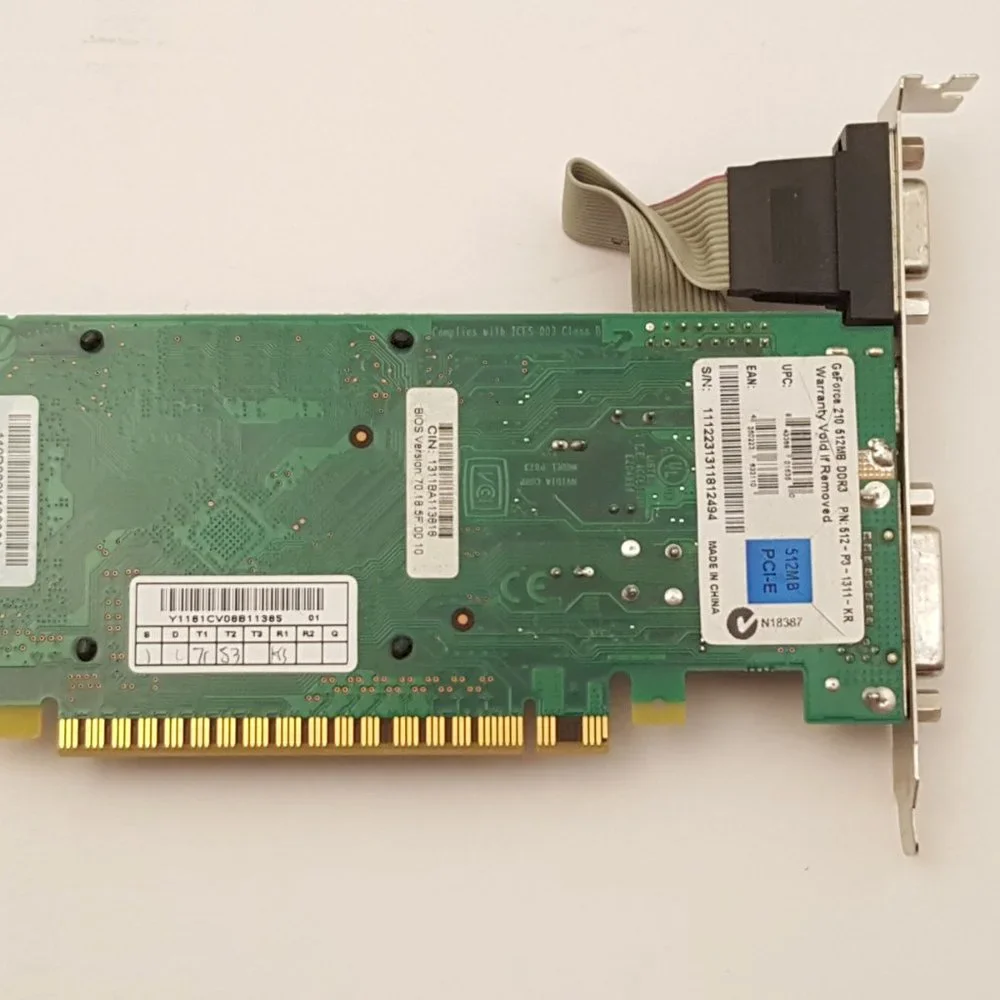 EVGA / NVIDIA GeForce 210 512MB DDR3 PCI-E Video Card P/N 512-P3-1311-KR